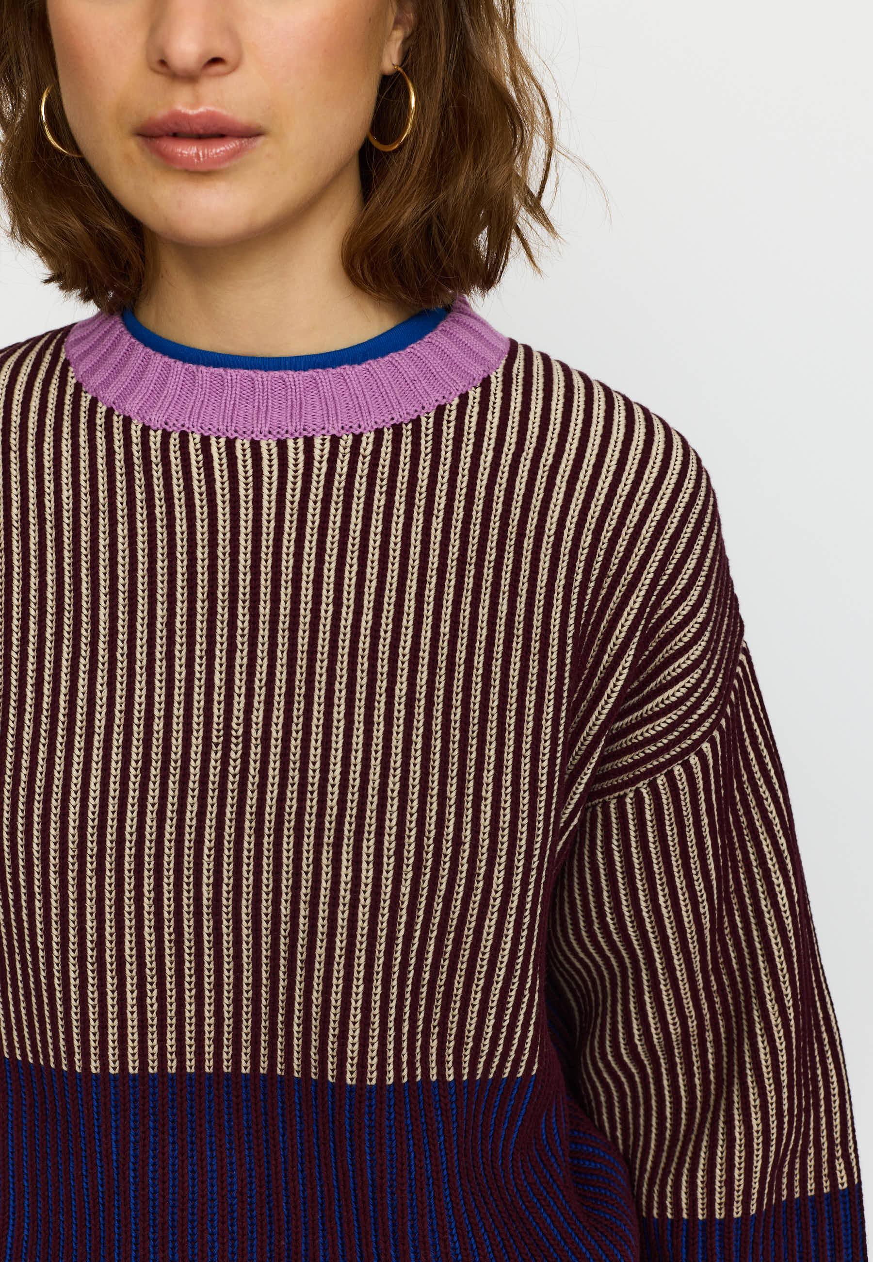 Selfhood Rib Block Knit BBurgundy Damen Strick Pullover burgunder